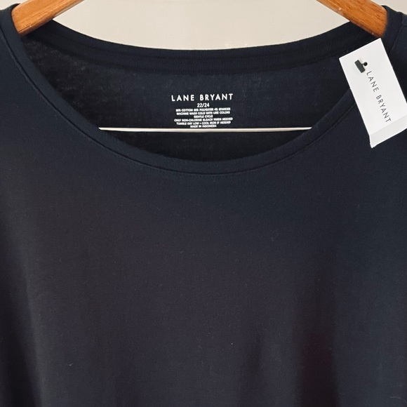 NWT Size 22/24 Lane Bryant Black LS Cotton Blend Casual Top - Picture 2 of 6